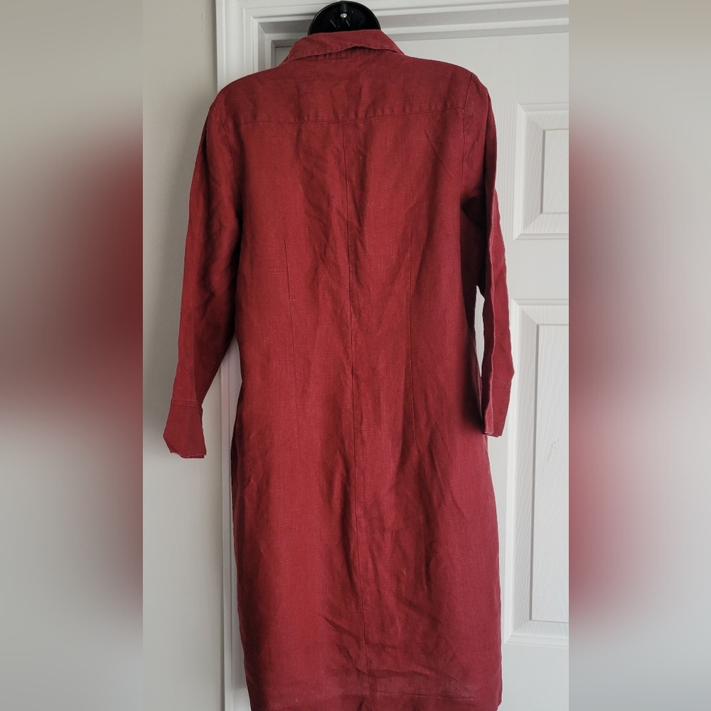Burgundy 100% Linen Dress Isabella Bird Size 10 - Picture 3 of 3